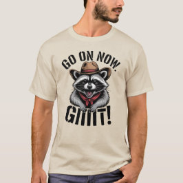 T-shirt Drôle Raccoon Cowboy Continuer Maintenant Git Coun