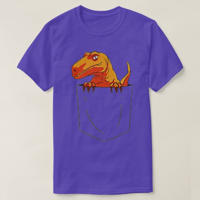 T-shirt Drôle Raptor Velociraptor à Pocket Dinosaur (Design devant)