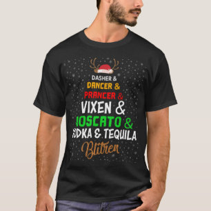T-shirt Drôle Reindeer Alcool Noms Noël Fête