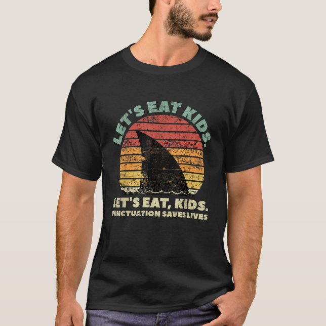 T-shirt Drôle Requin Mangeons Ponctuation Enfants Sauve de (Devant)