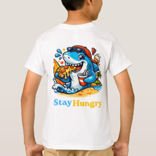 T-shirt Drôle Reste Affamé Requin Mangeant Pizza Plage d'É