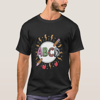 T-shirt Drôle Retour À L'école Abcd Enseignant Rocs Abcs E