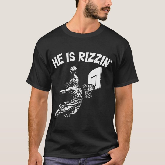 T-shirt Drôle Rétro Il Est Rizzin Christian Pâques Jouer (Devant)
