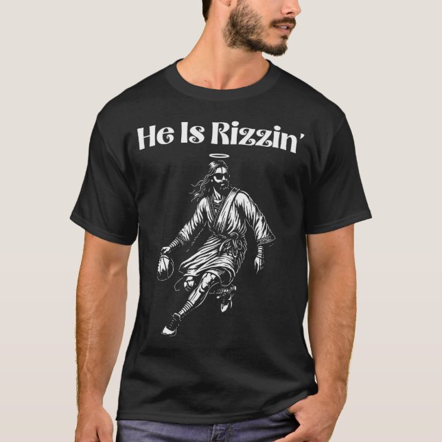 T-shirt Drôle Rétro Il Est Rizzin Christian Pâques Jouer (Devant)