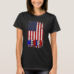 T-shirt Drôle Retro Usa Vintage-Américain Drapeau Merica H