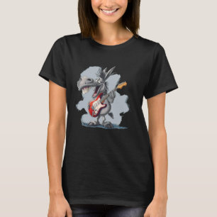 T-shirt Drôle rire visage âne avec la guitare électrique C