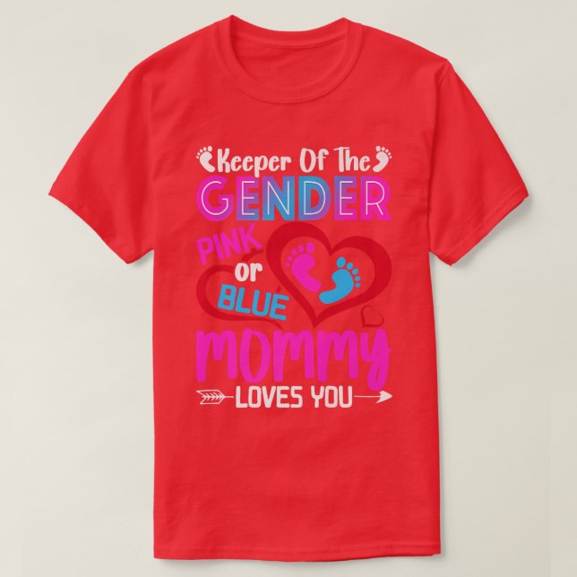 T-shirt Drôle Rose Ou Bleu Maman Aime Vous Sexe Révéler C (Design devant)