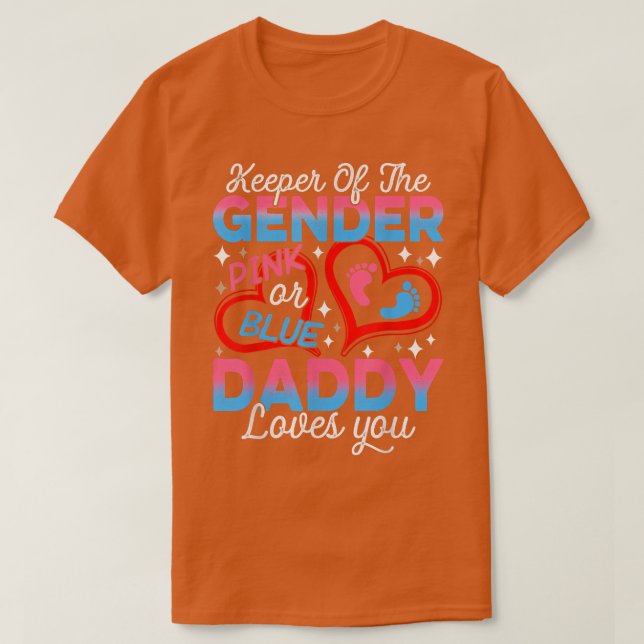 T-shirt Drôle Rose Ou Bleu Papa Vous Aime Révéler Le Sexe  (Design devant)