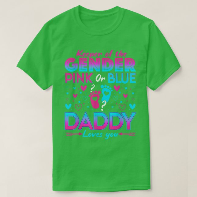 T-shirt Drôle Rose Ou Bleu Papa Vous Aime Révéler Le Sexe  (Design devant)