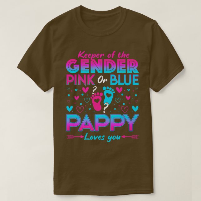 T-shirt Drôle Rose ou Bleu Pappy Aime Vous Sexe Révéler C (Design devant)