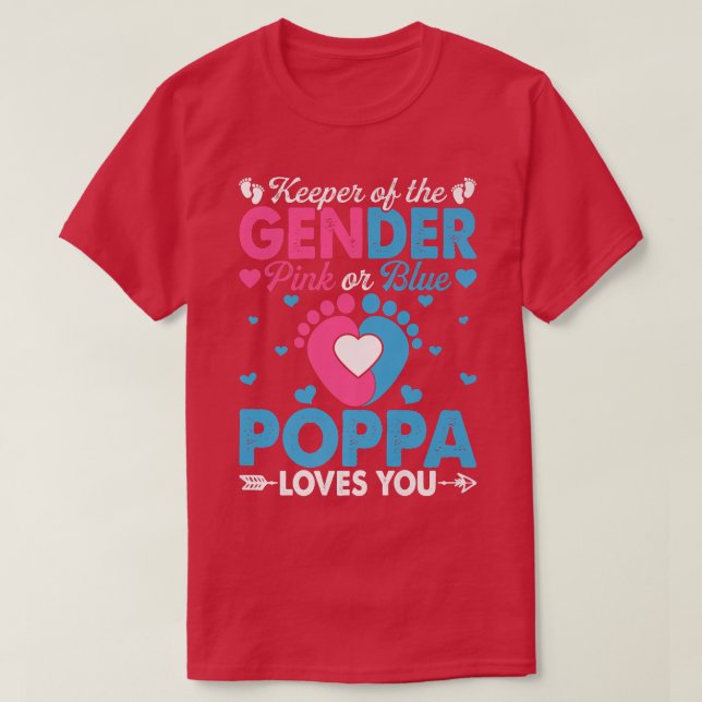 T-shirt Drôle Rose Ou Bleu Poppa Vous Aime Révélation De S (Design devant)