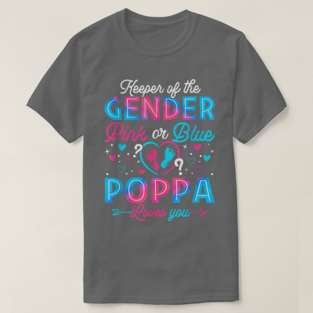 T-shirt Drôle Rose Ou Bleu Poppa Vous Aime Révélation De S (Design devant)