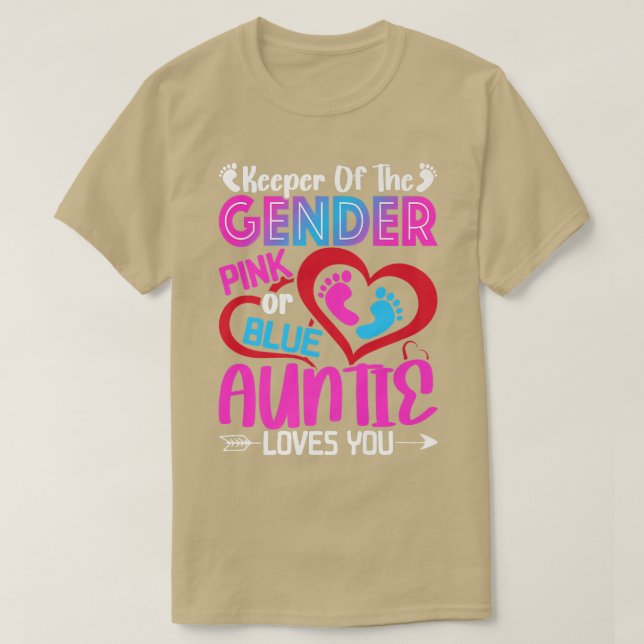 T-shirt Drôle Rose Ou Bleu Tante Vous Aime Révéler Le Sexe (Design devant)
