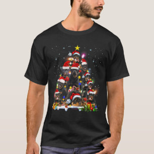 T-shirt Drôle Rottweiler Chien Noël Arbre mou Noël