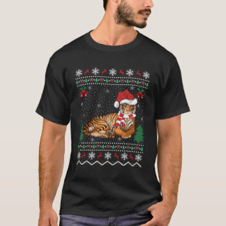 T-shirt Drôle Santa Hat Tiger Lover Xmas Don Tiger Laid C
