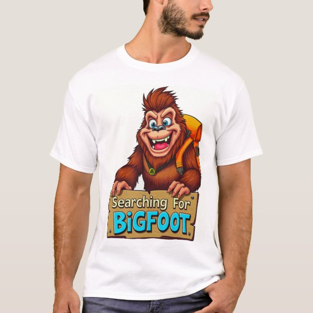 T-shirt Drôle Sasquatch Bigfoot Sac Dans Les Bois (Devant)