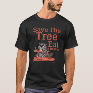 T-shirt Drôle Sauvez L'Arbre Mangez Le Castor Pour L'Avion