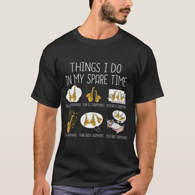 T-shirt Drôle Saxophone Lecteur Cadeaux Hommes Jazz Musiqu (Devant)