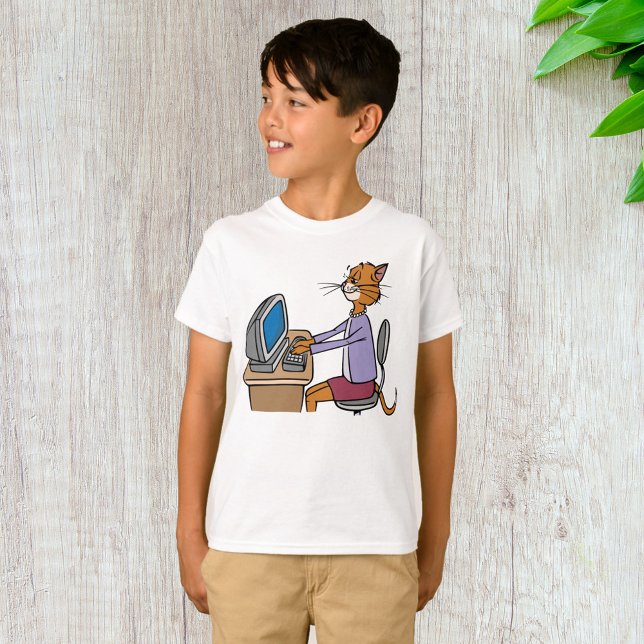T-shirt Drôle Secrétaire Cat Cartoon Office Humour (Créateur téléchargé)