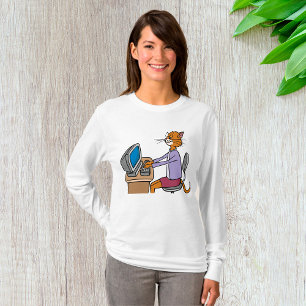 T-shirt Drôle Secrétaire Cat Cartoon Office Humour
