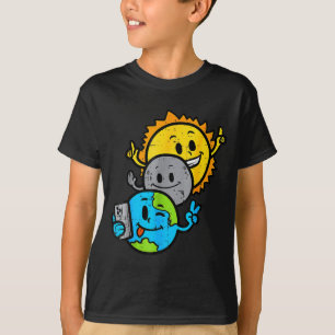 T-shirt Drôle Selfie Terre Lune Soleil Total