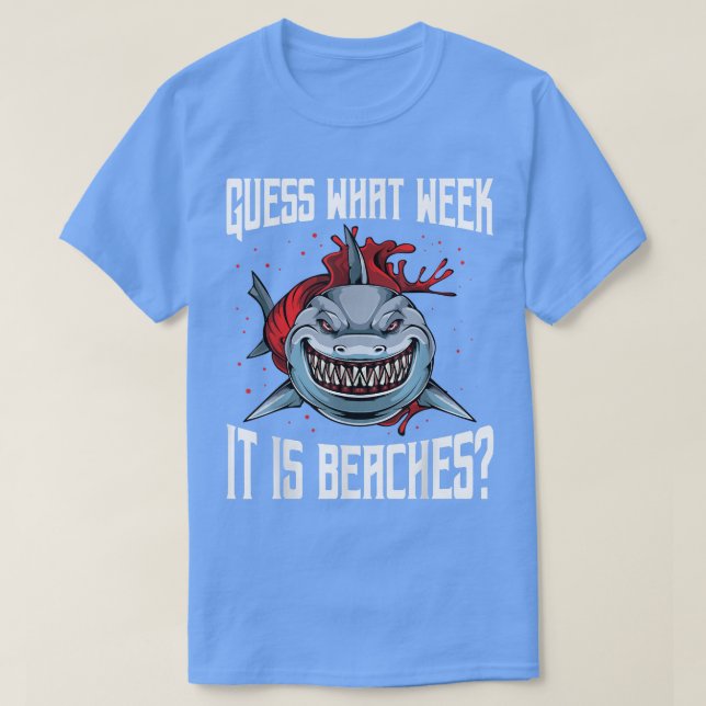 T-shirt Drôle Shark Plaisanter Devine Quelle Semaine C'Est (Design devant)