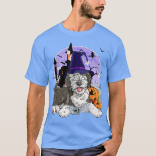 T-shirt Drôle Sheepadoodle Chien Halloween Citrouille sorc