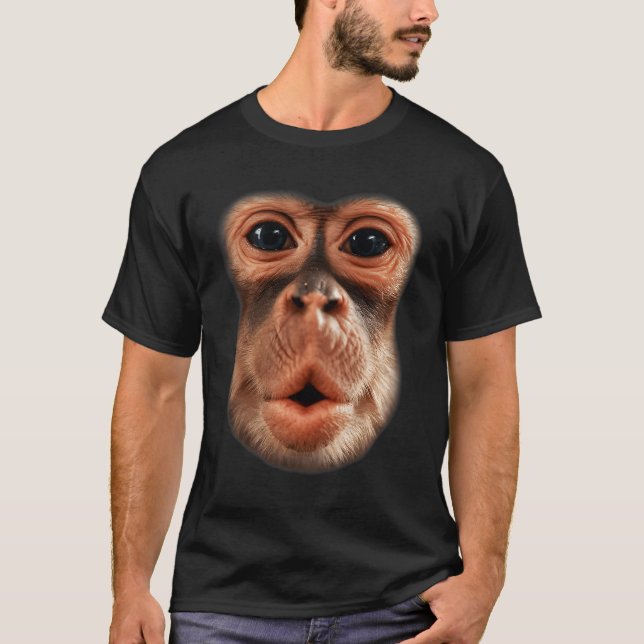 T-shirt Drôle Singe Visage Respiration Hommes Garçon Hallo (Devant)