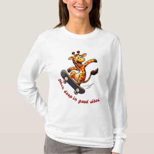 T-shirt Drôle Skateboard Giraffe Design de dessin