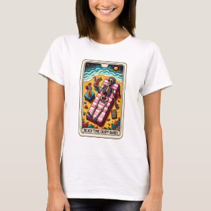 T-shirt Drôle Skeleton Beach Time Crispy Tarot cuit