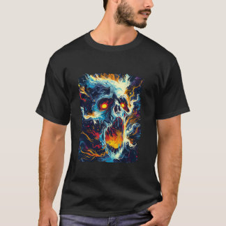 T-shirt Drôle Skeleton brûlant des crânes Halloween Hommes