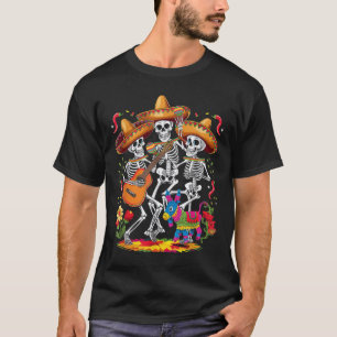 T-shirt Drôle Skeleton Cinco De Mayo Fiesta Festival Mexic