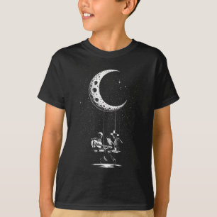 T-shirt Drôle Skeleton Couple Moon Jouer Guitare Hallowee