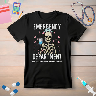 T-shirt Drôle Skeleton Halloween ER infirmière