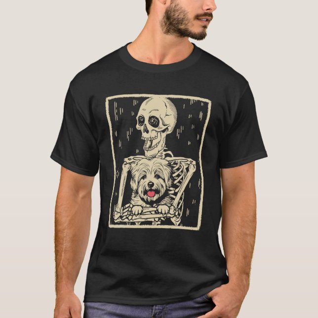 T-shirt Drôle Skeleton Hugs Coton De Tulear Chien Hallowee (Devant)