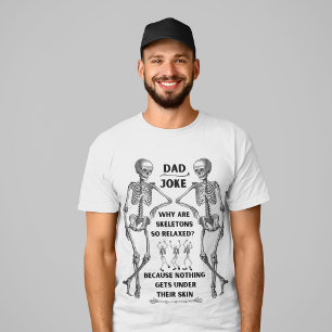 T-Shirt Drôle Skeleton "Papa Joke" (Option Blanche