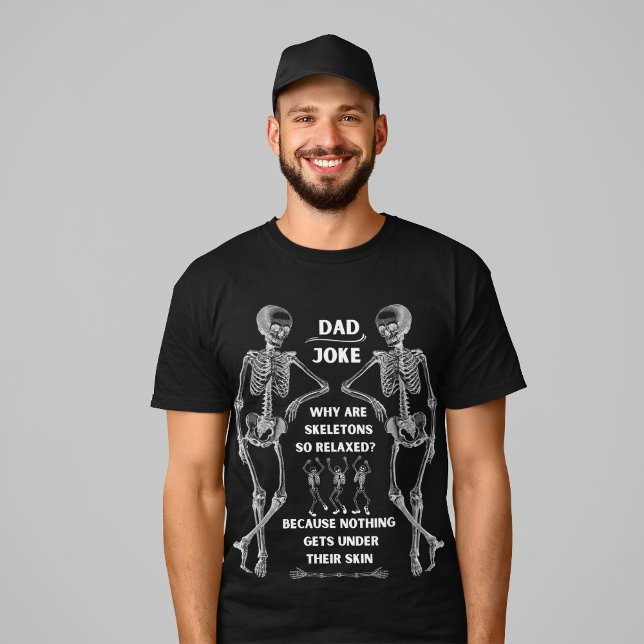 T-Shirt Drôle Skeleton "Papa Joke" (Option Noire) (Créateur téléchargé)