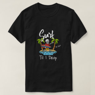 T-shirt Drôle Skeleton Surfing Plage vacances