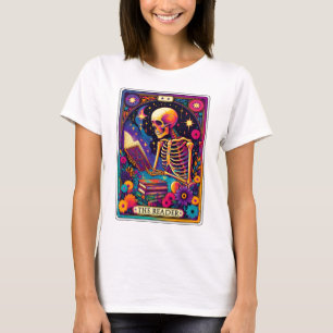 T-shirt Drôle Skeleton The Reader Tarot