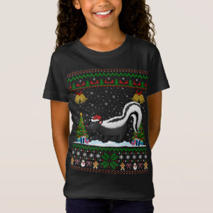 T-Shirt Drôle Skunks Xmas Cadeau Santa Hat Ugly Skunk Chri