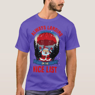 T-shirt Drôle Skydiving Père Noël Landing sur Nice Liste d