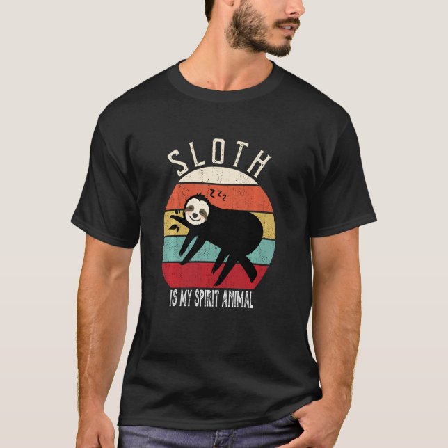 T-shirt Drôle Sloth Est Mon Esprit Animal Hommes Femmes Ga (Devant)