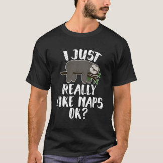 T-shirt Drôle Sloth J'Aime Vraiment Naps Ok Joli Sloth