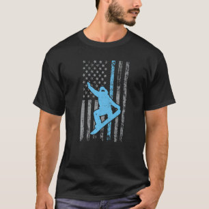T-shirt Drôle Snowboard américain Drapeau Snowboard pour W