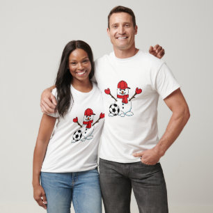 T-shirt Drôle Snowman avec balle de football