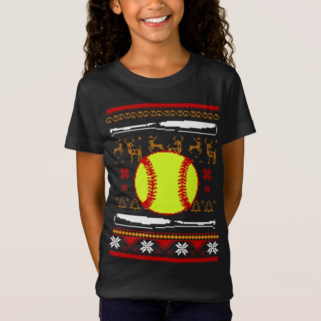 T-Shirt Drôle softball cadeau de Noël (Devant)