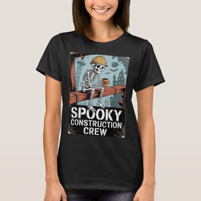T-shirt Drôle Soky Skeleton Workers Halloween Construction (Devant)