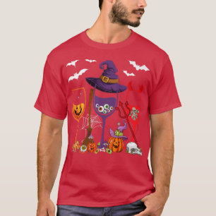 T-shirt Drôle Sorcière Citrouille Diable Verre De Vin Happ