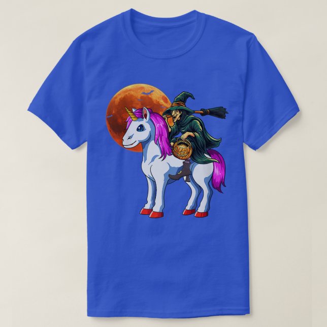 T-shirt Drôle Sorcière équitation Unicorne Halloween Costu (Design devant)