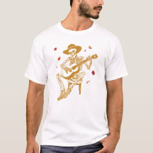 Drôle Squelette Jouer de la guitare avec les feuil